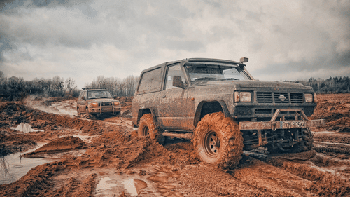 Off roading in a muddy terrain