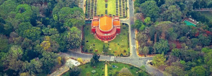 An aerial shot of the lush green Cubbon Park in Bengaluru.