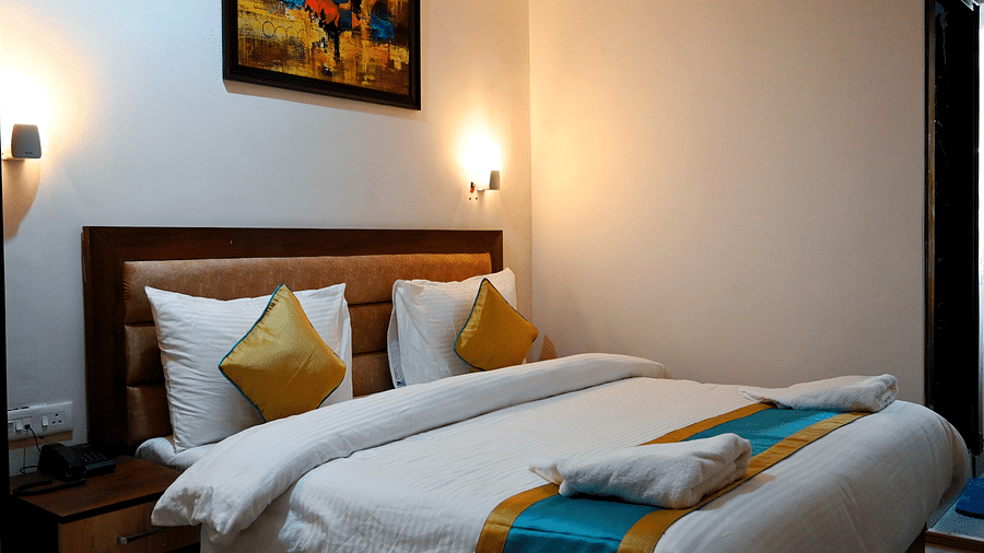The beautiful interiors of the bedroom in our hotel - Panchvati inn Badrinath