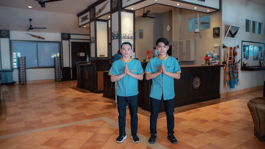 Bellboy at the counter