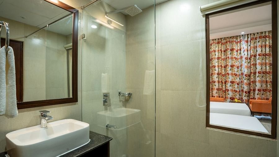 The washroom at the Deluxe  Rooms in Shimla - The Orchid Hotel Shimla