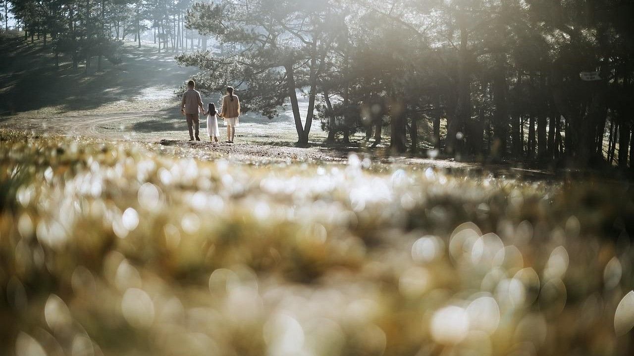 Family on a nature walk