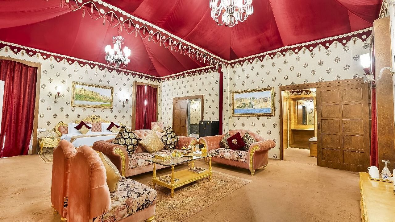 Shot of a spacious and luxurious suite at the Rajasthali Resort & Spa in Jaipur