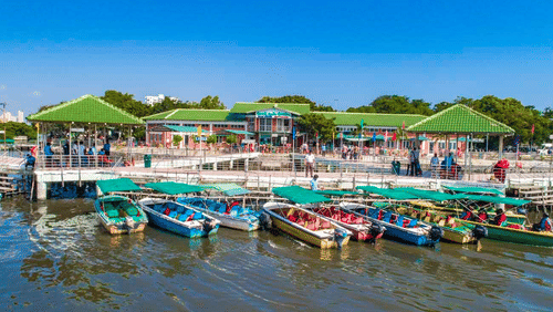 Picture of Muthukkadu featuring emplty boats on a water body in a line.jpeg