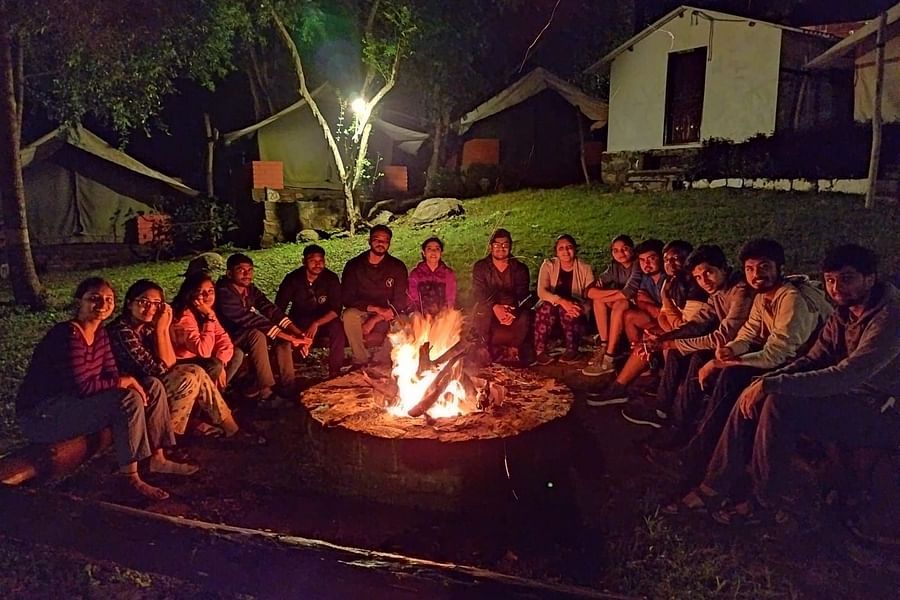 alt-text LETS Camp Yercaud bonfire group