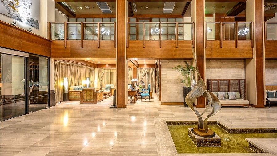 side view of the expansive lobby featuring two floors inside - Maikhao Dream Villa Resort & Spa, Phuket