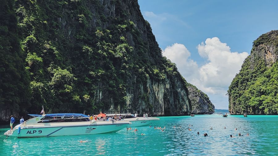 Snorkeling at andaman island in clear blue waters