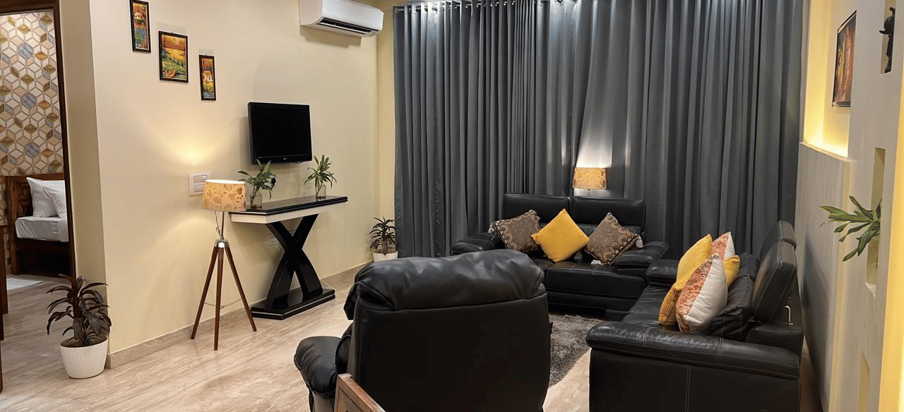Living room at Lime Tree 3BHK Serviced Apartments, DLF Phase - 5 Gurgaon