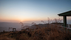 Sunset view mountain shack