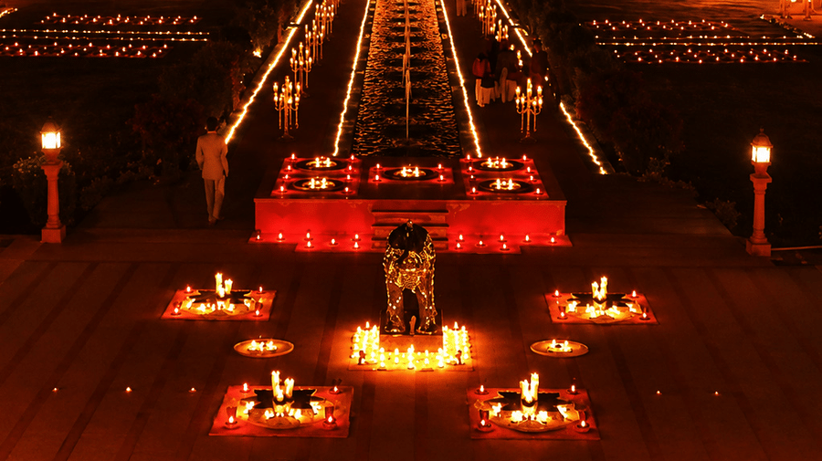 Garden Night View Decor-Palace Facade-Baradari-- Umaid Palace-Dausa