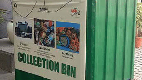 A close up shot of a collection bin - Karma Lakelands.