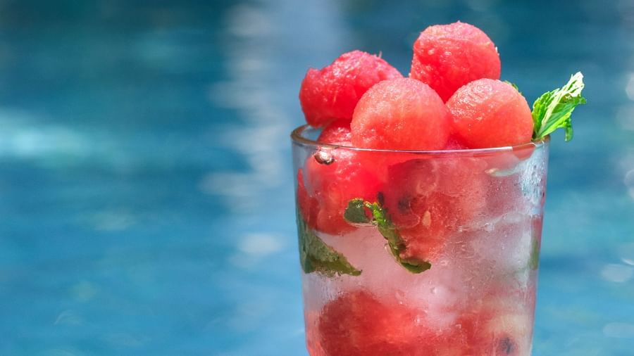 A glass of Watermelon Cooler -| Mango Hill, Pondicherry