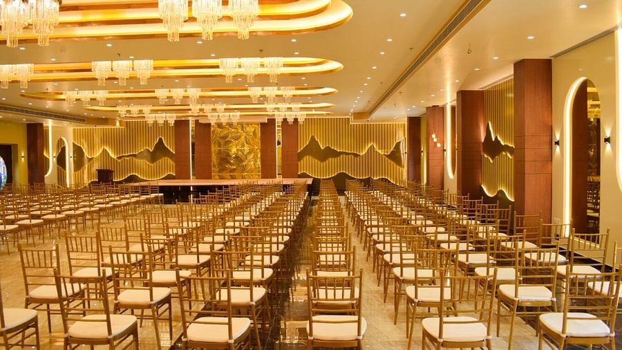 Close up shot of the theatre style seating arrangement at Tulip Inn, Shravasti