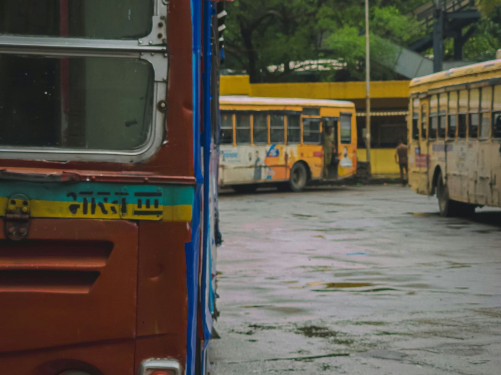 buses at a bus stand