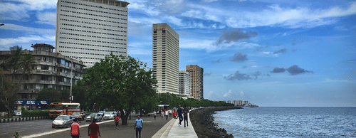 view of the path by the sea at Marine Drive
