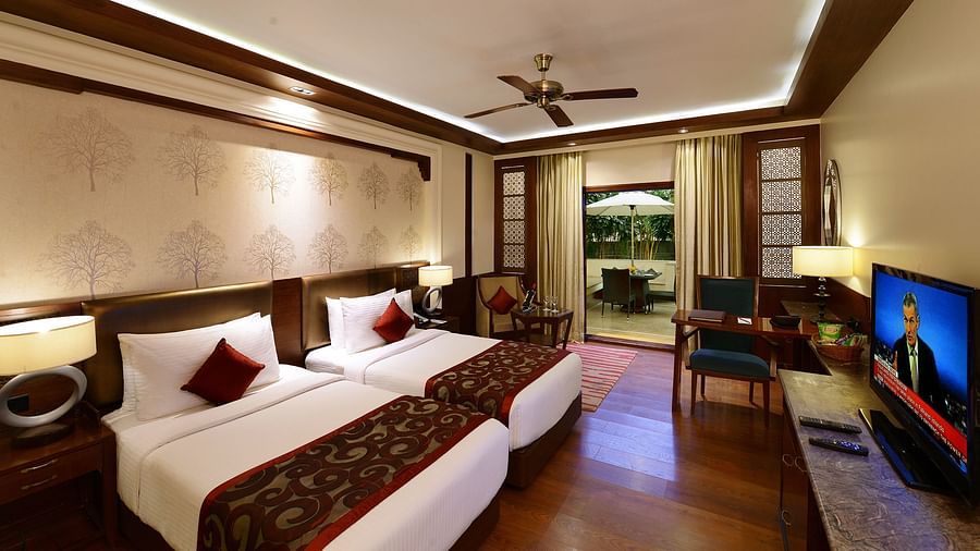 twin beds in a room at our resort in Pushkar