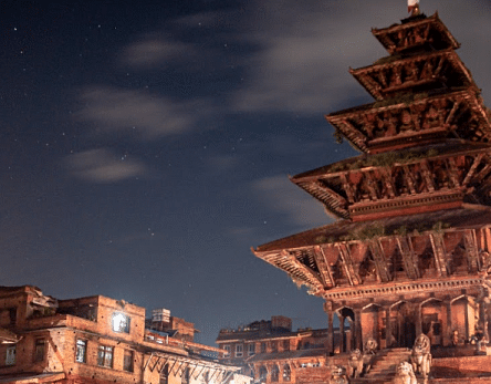 A picture of a monastery and few other buildings | Kavya Resort and Spa, Nagarkot
