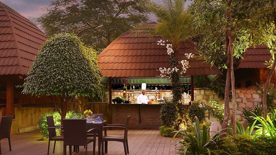 pool and lounge area at Ananta Pushkar