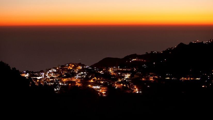 Mall Road in Mussoorie during sunset