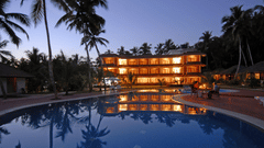 Facade view of Abad Harmonia, Kovalam — An Ayurveda Resort in Kovalam, as seen from near the swimming pool