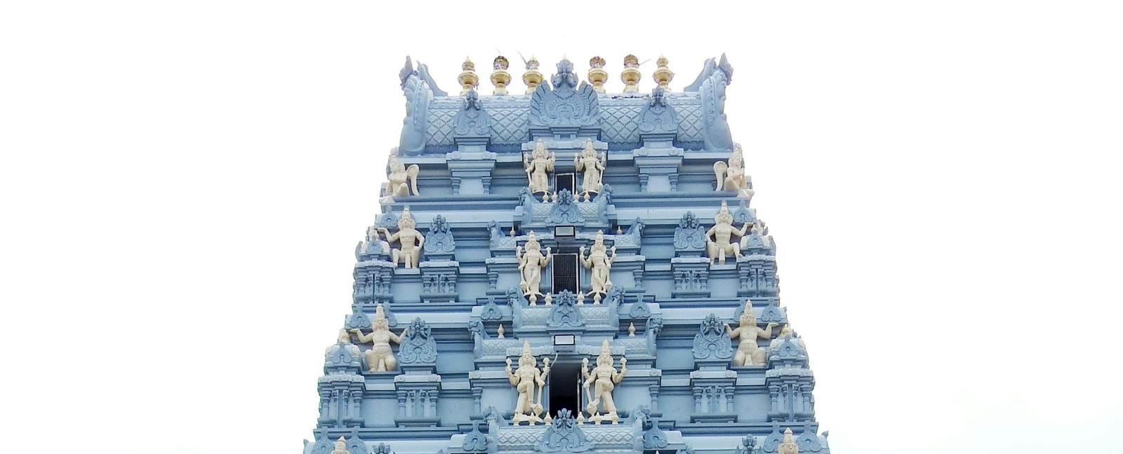 Tirumala Venkateswara Temple complex in Tirupati, Andhra Pradesh, showing gopuram tower and temple architecture.