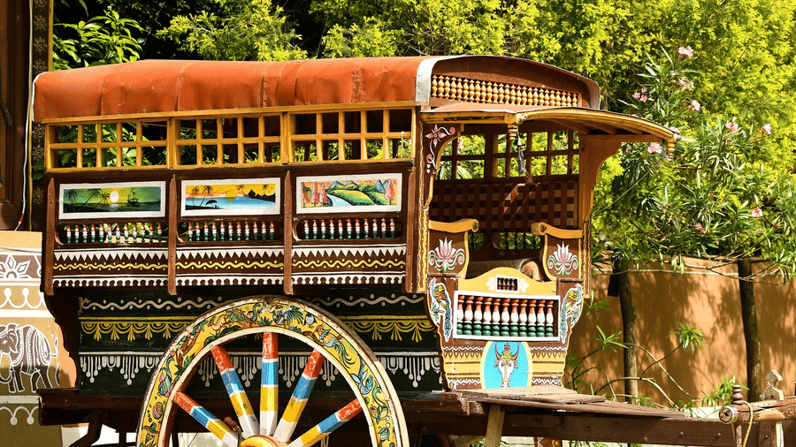A wooden bullock cart at Hoysala Village Resort, one of the best resorts near Bangalore for team outing
