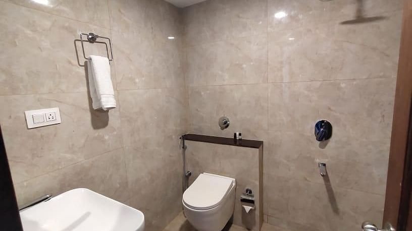Washroom with modern amenities at Vagator Downtown, Goa 