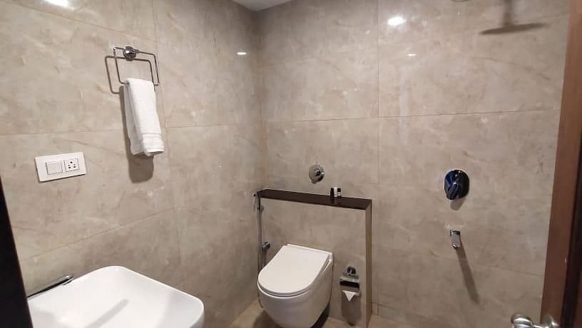 Washroom with modern amenities at Vagator Downtown, Goa 