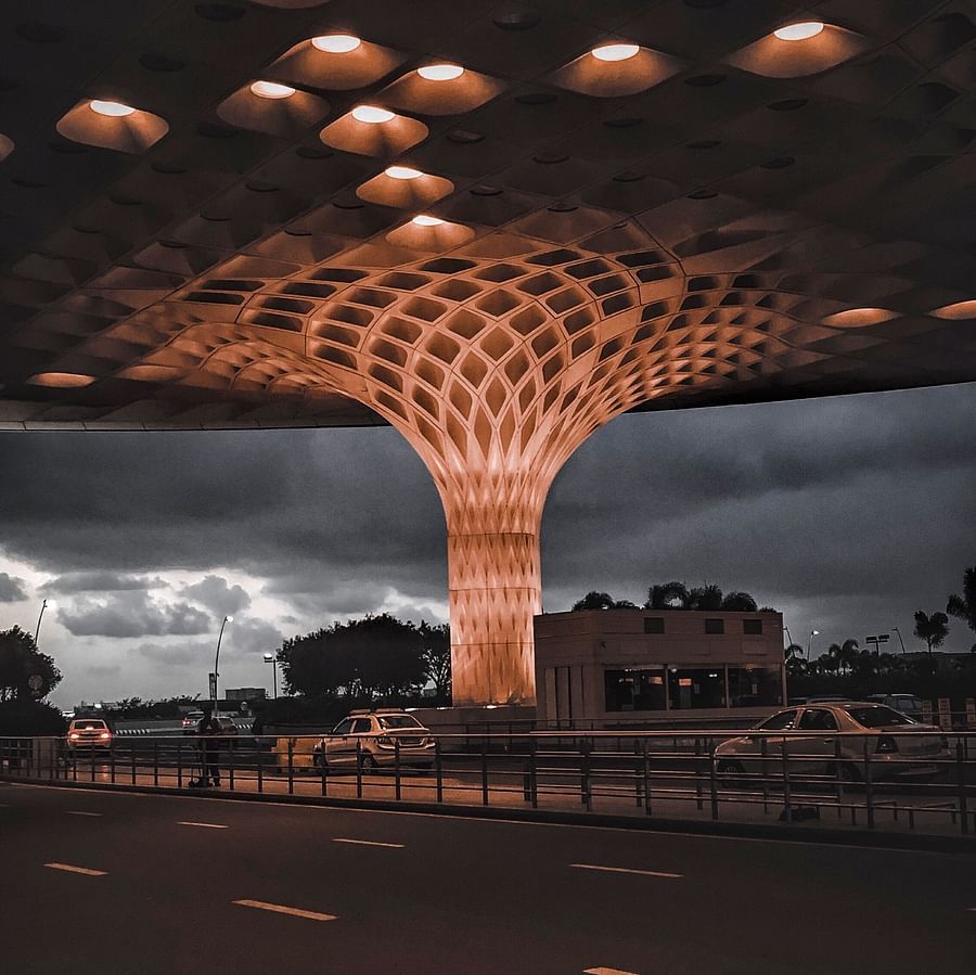 mumbai international airport at night