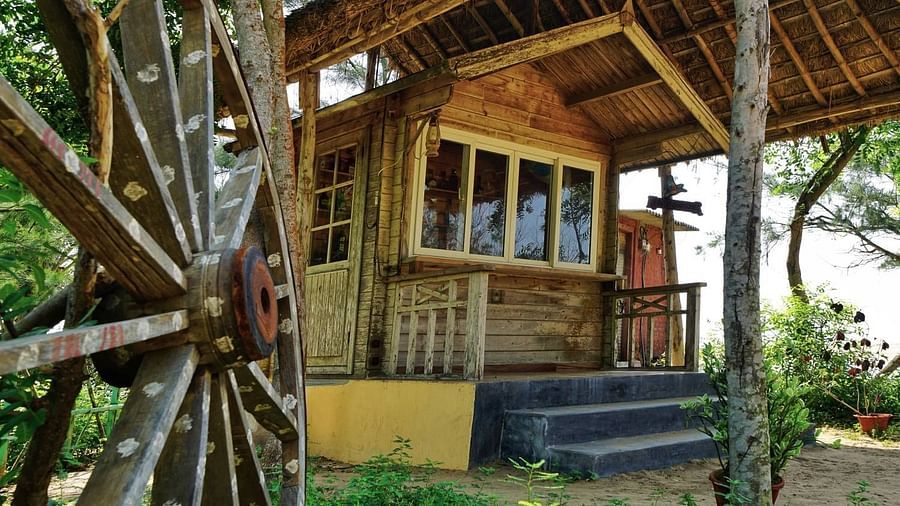 Lotus Eco Beach Resort  beach villa exterior view from side angle 