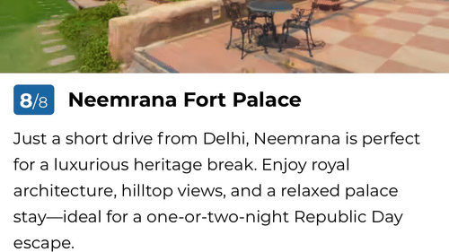 An article of Neemrana Fort-Palace in The Economic Times, describing the fort as an ideal location for escape.