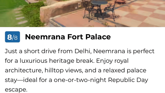 An article of Neemrana Fort-Palace in The Economic Times, describing the fort as an ideal location for escape.