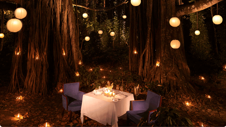 outdoor dining set up at our resort