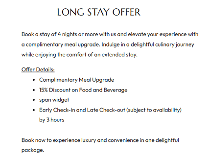 Long stay offer