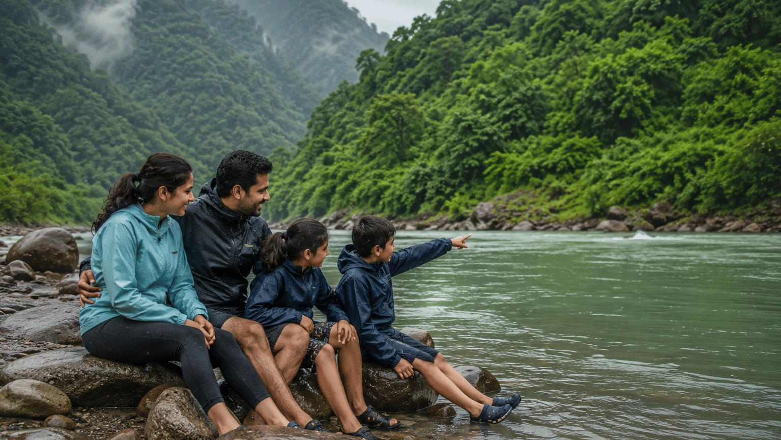 Family monsoon outdoor trip Rishikesh Chilla forest resort beginner guide