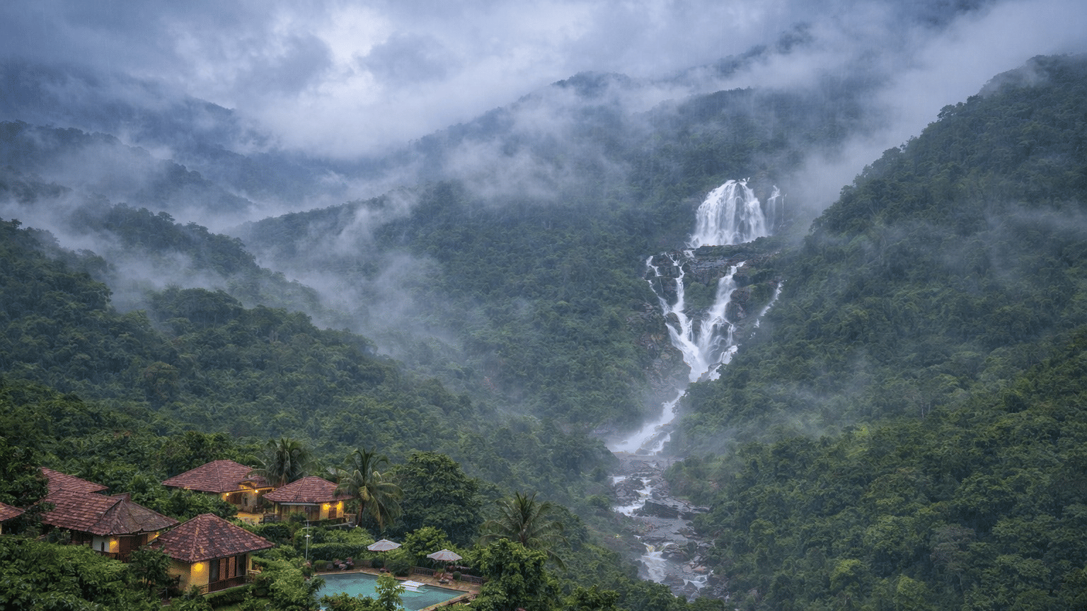 Goa in monsoon lush green Western Ghats at Nature Trails