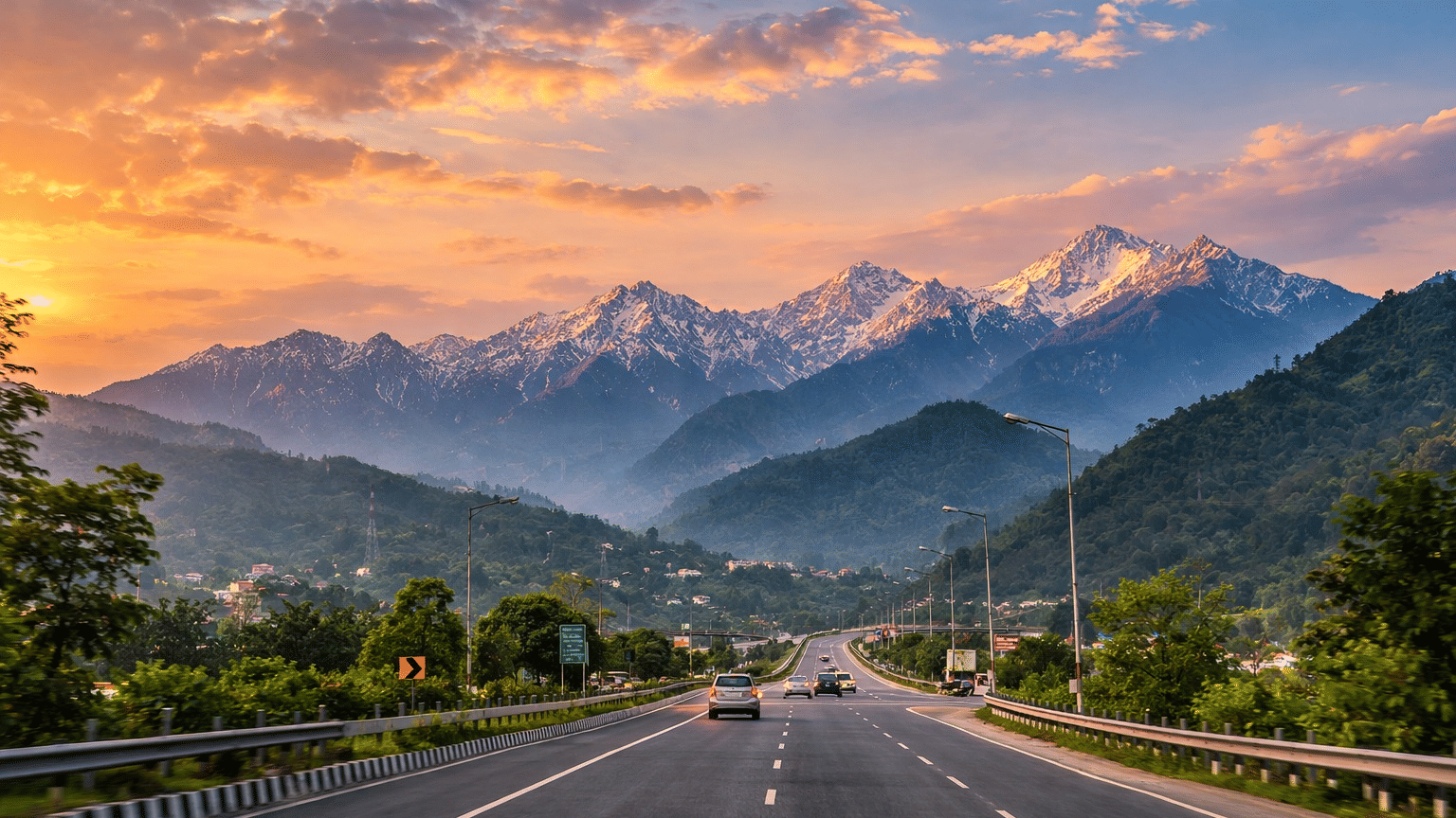 Mountain highway approaching Rishikesh travel destination