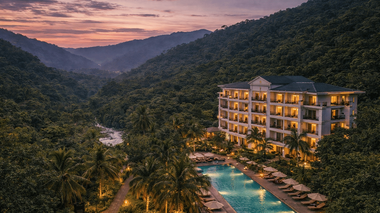 Resorts near Rajaji National Park with lush green Himalayan hillside views