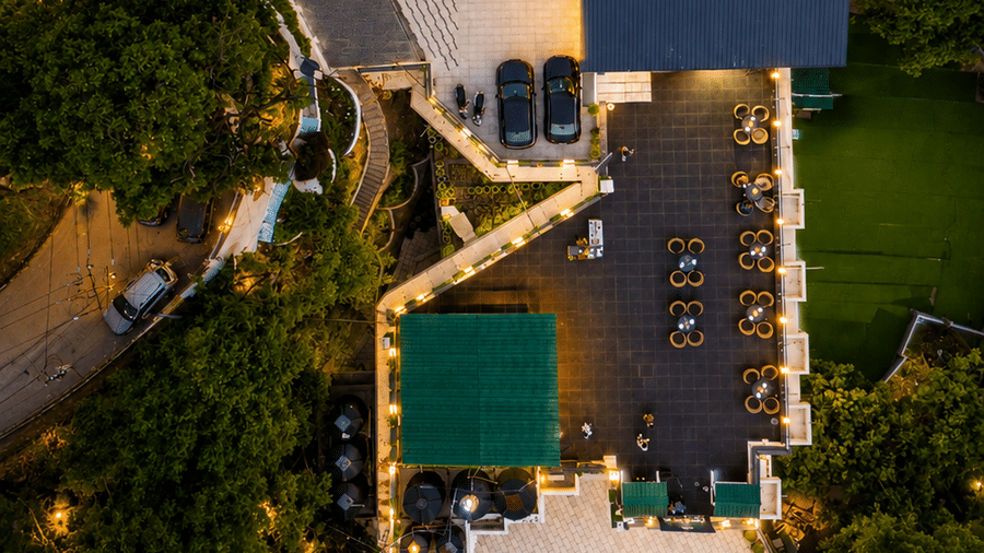 Top view of the resort showcasing its scenic setting at Pride Ashiyana Resort Mussoorie.