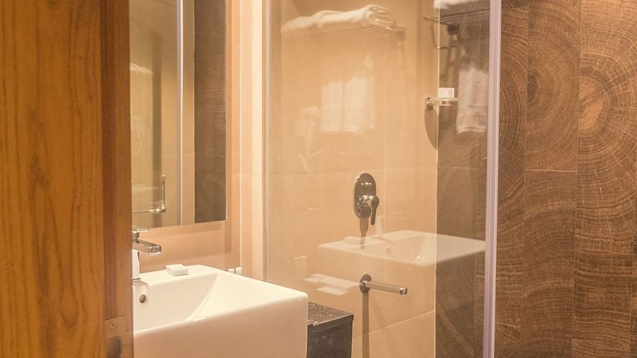 vanity area of a washroom of Luxury Sea View Room