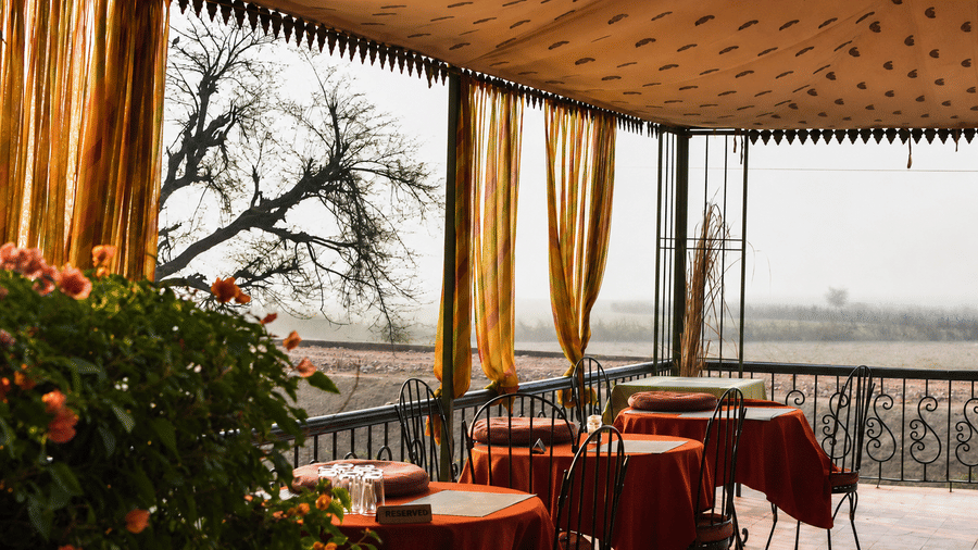 Upper Terrace Dining by the Wetlands-Umaid Palace Dausa-Heritage Resort Near Jaipur