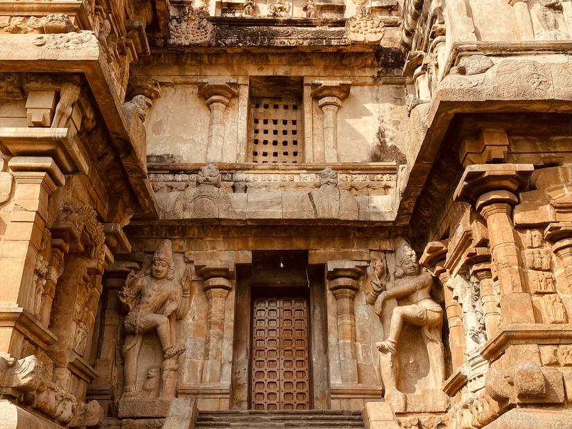 Historic stone structure featuring intricate carvings and impressive architectural craftsmanship.