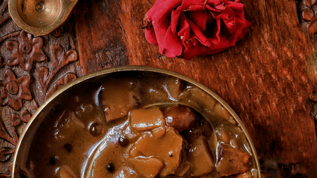 Close up of a traditional Indian dish served in a bowl
