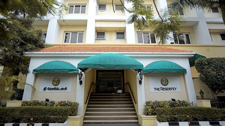 The frontage view of The Residency Hotel in Karur
