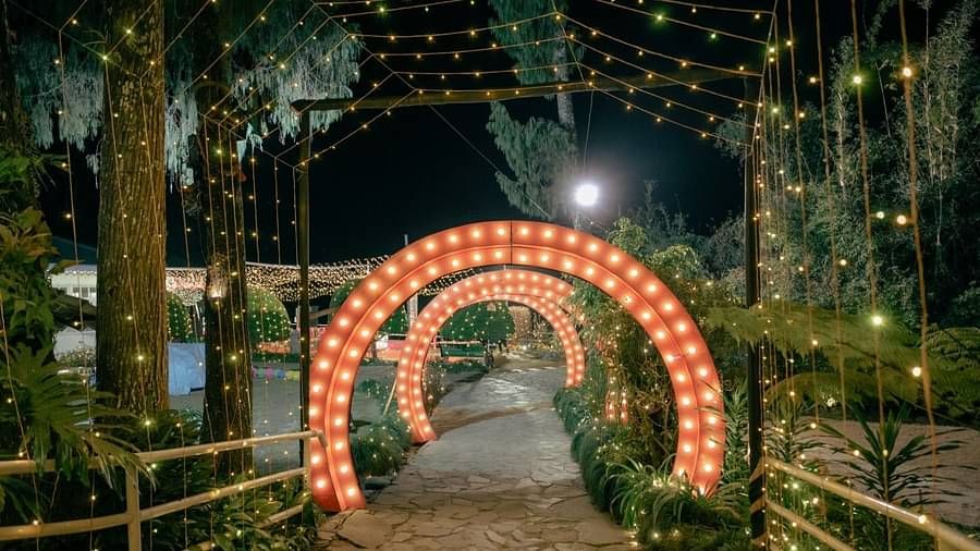 Wedding arrangement in the lawn at Summit Barsana Resort & Spa, Kalimpong