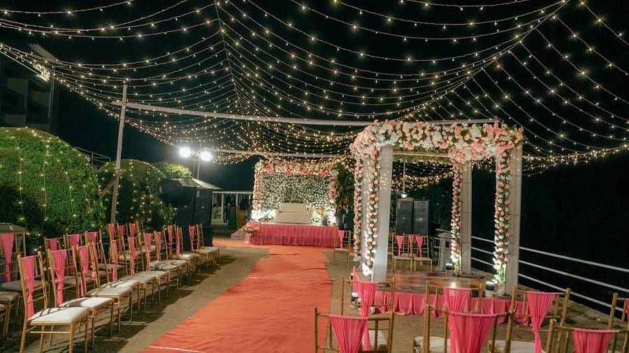 Wedding arrangement in the lawn at Summit Barsana Resort & Spa, Kalimpong