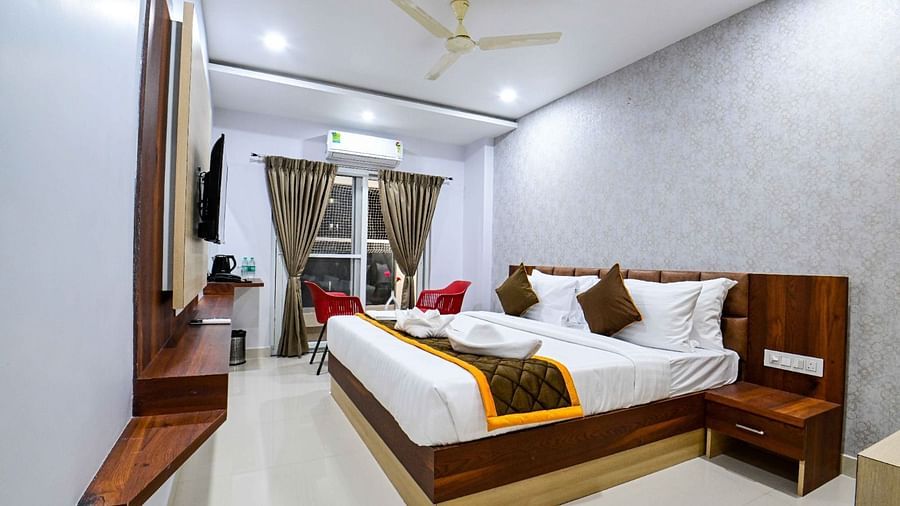 view of the king size beds at Premium Balcony Room of South Square Hotel, Bengaluru