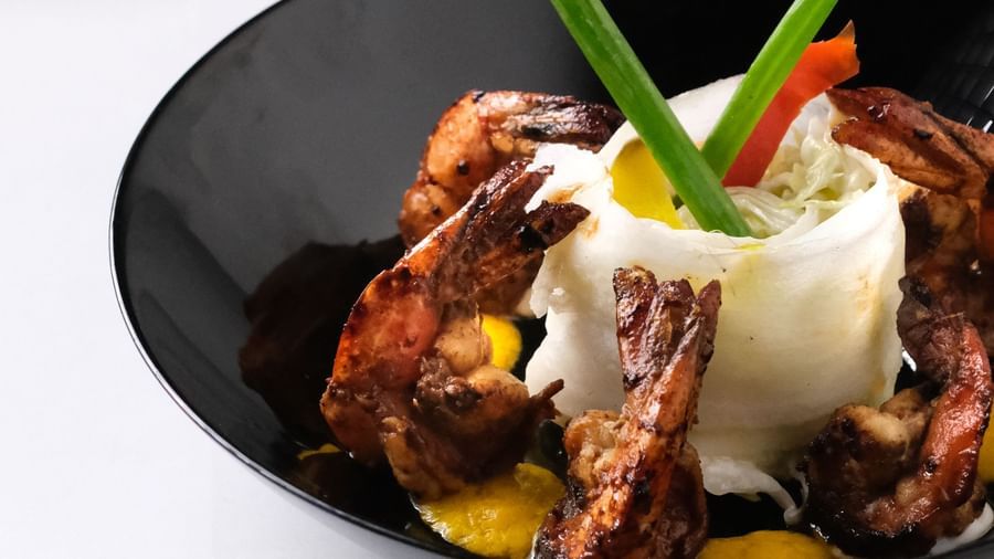 A plate of Prawns with Coleslaw | Mango Hill, Pondicherry