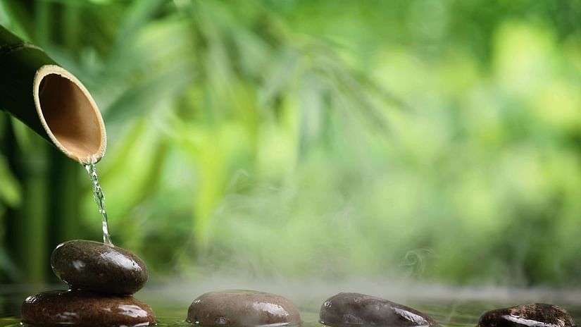 water poured on pebbles