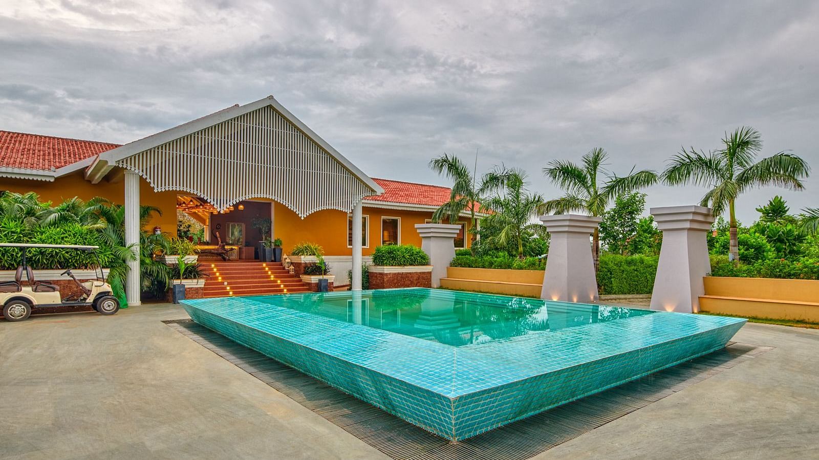 Exteriors of Swosti Chilika Resort  during a cloudy day
